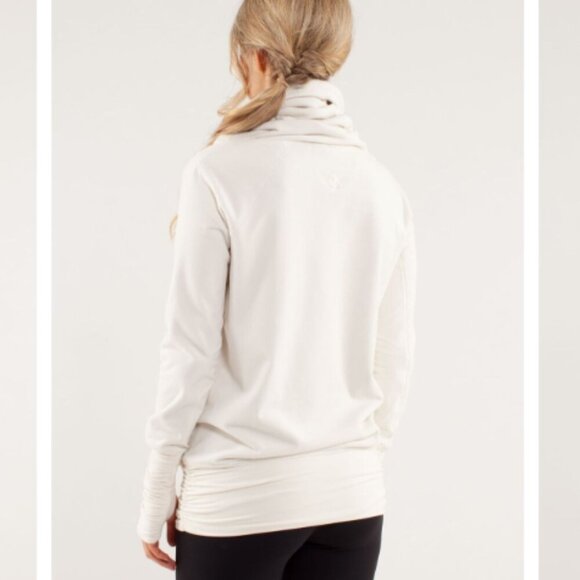 Lululemon Don't Hurry Be Happy Cowl Neck Pullover Sweatshirt Polar Cream Size 4 - Picture 2 of 9